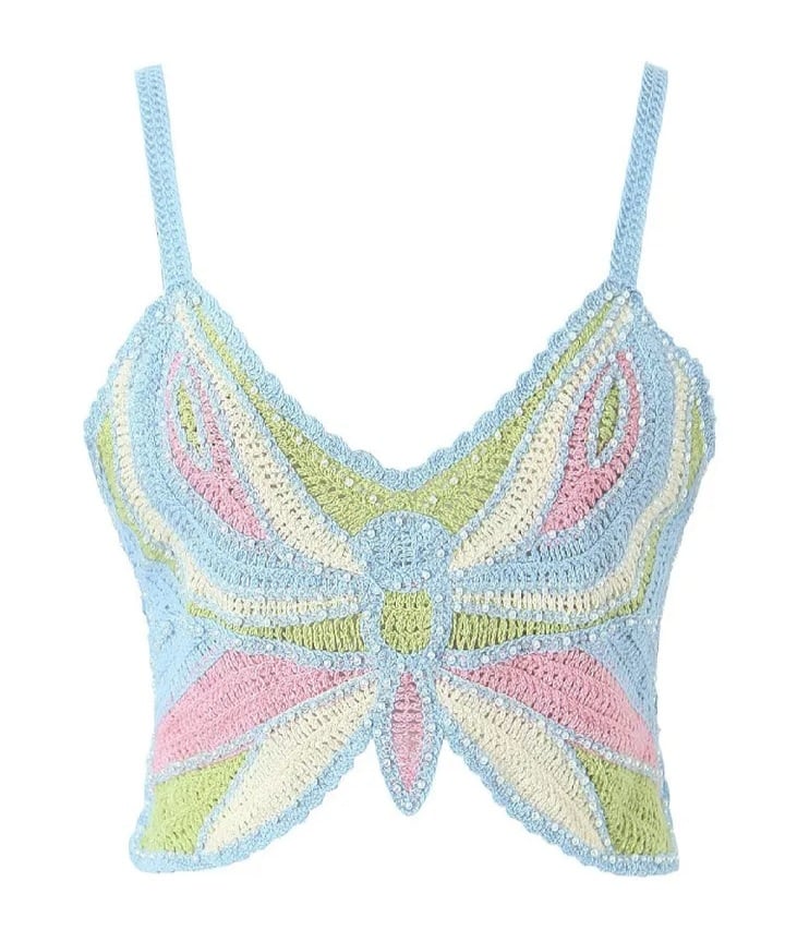 Butterfly Knit Crochet Top