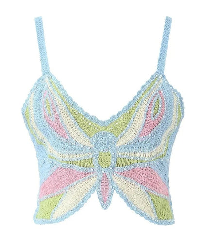 Butterfly Knit Crochet Top