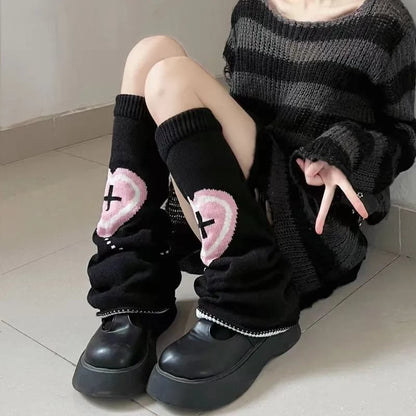 Heart Cross Knit Anime Leg Warmers