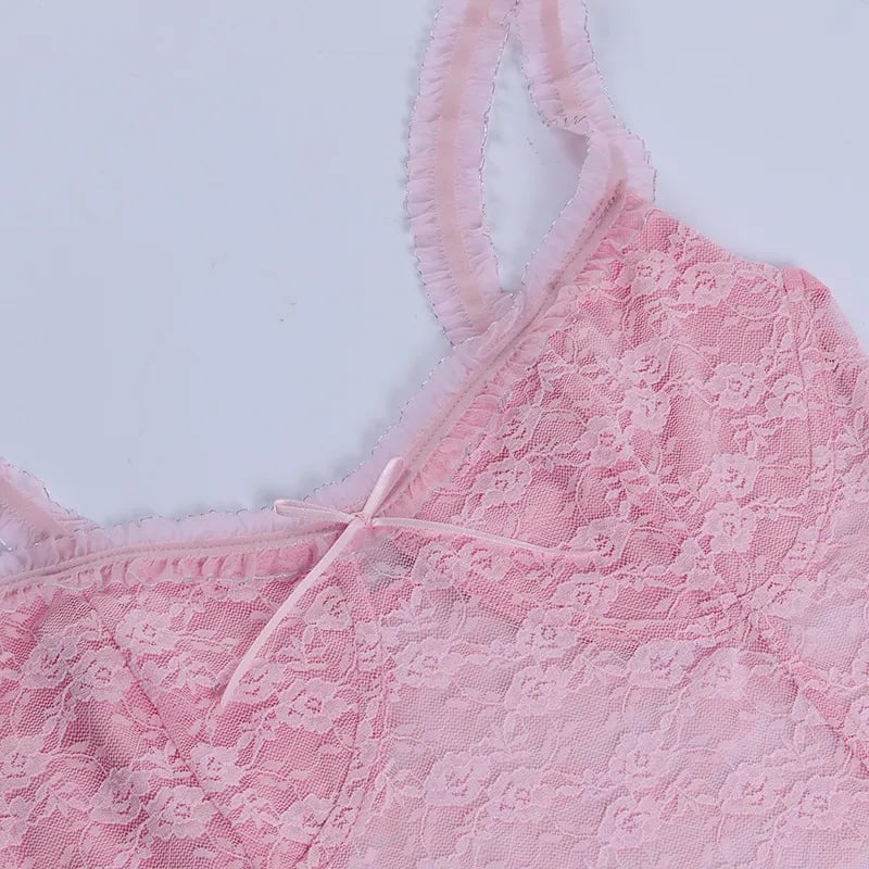 Pink Lace Bow Corset Top