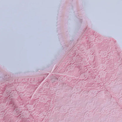 Pink Lace Bow Corset Top