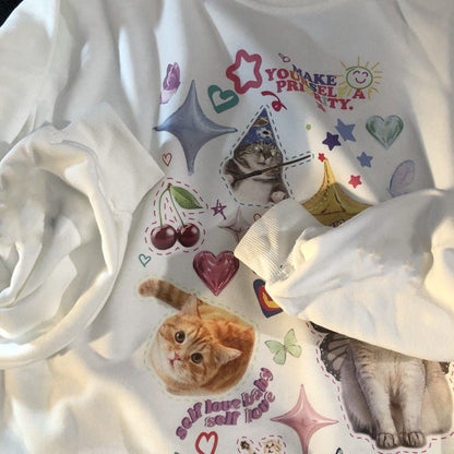 Cat Print Long Sleeve Shirt