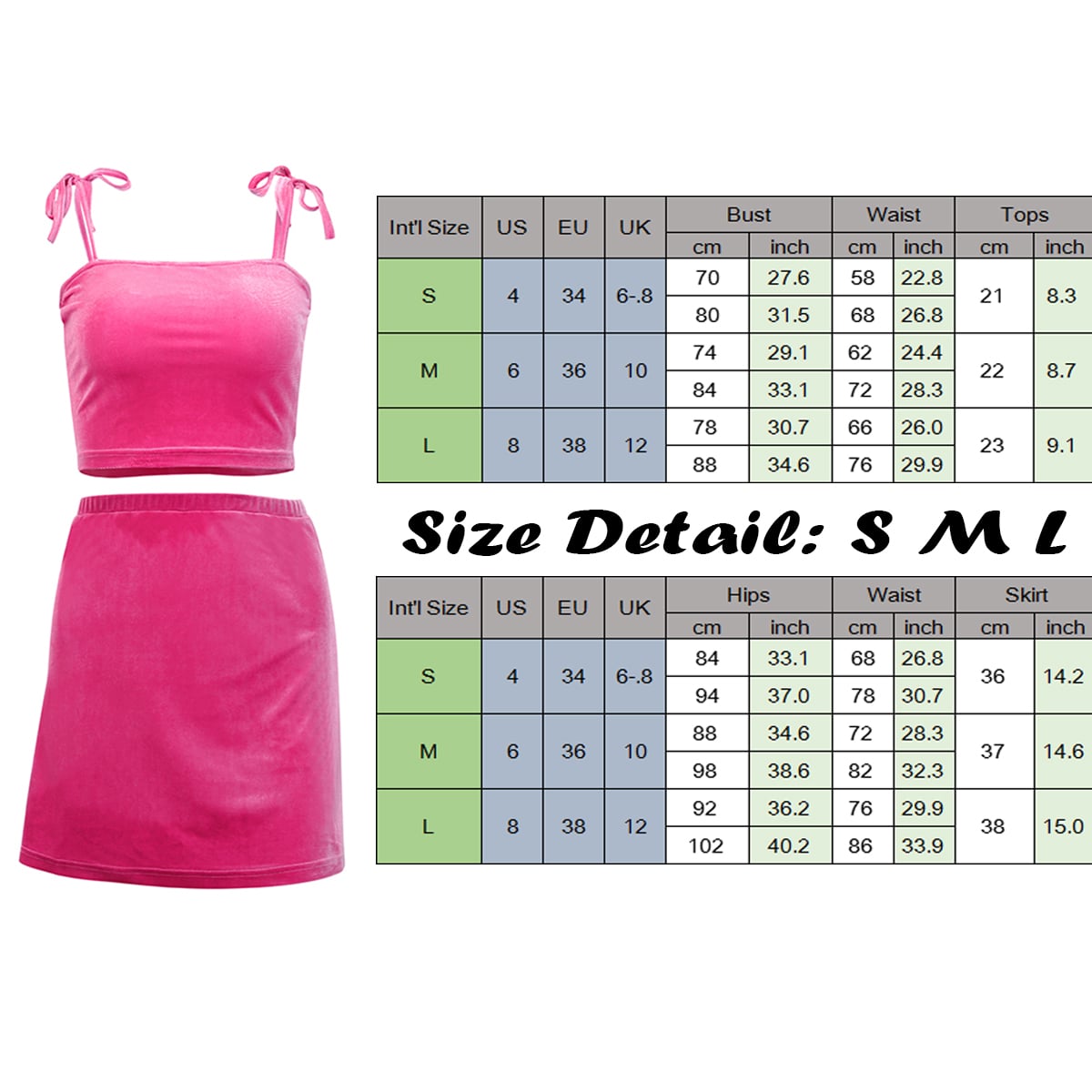 2pcs Set Velvet Crop Top Summer Tube Top Neon Split Mini Skirt Club Party Dress E-Girl Kawaii Korean Japanese Harajuku Retro Streetwear Aesthetic
