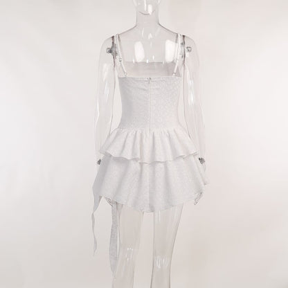 White Floral Lace Layered Dress