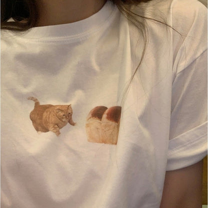 Cat Loaf Print Short Sleeve T-shirt