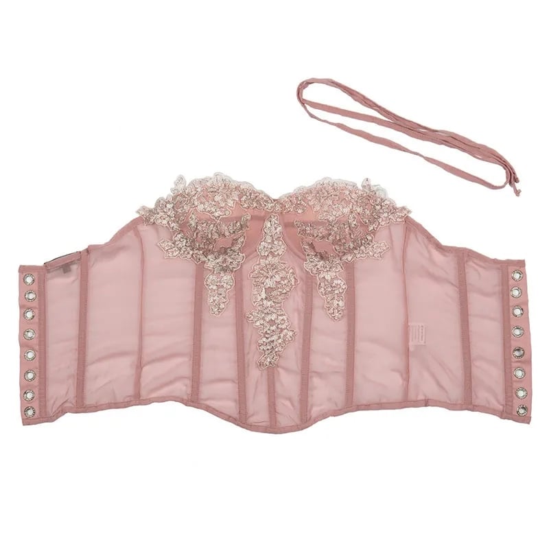 Pink Chiffon Lace Corset