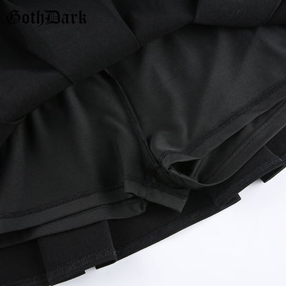 Cute Goth Dark Grunge Punk Pleated High Waisted Rivet Patchwork Mini Skirt Bottoms E-Girl Kawaii Korean Japanese Harajuku Streetwear