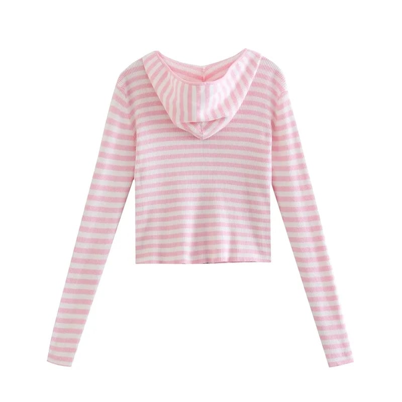 Pink Stripe Thin Zipper Jacket