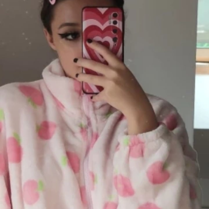 Cute Sweet Pink Peach Plush Oversized Thick Warm Jacket Zipper Hoodie Sweater Winter Autumn Aesthetic Casual E-Girl Kawaii Korean Japanese Harajuku