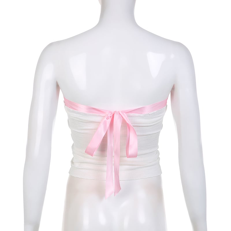 Pink Sweet Bow Split Bandage Top