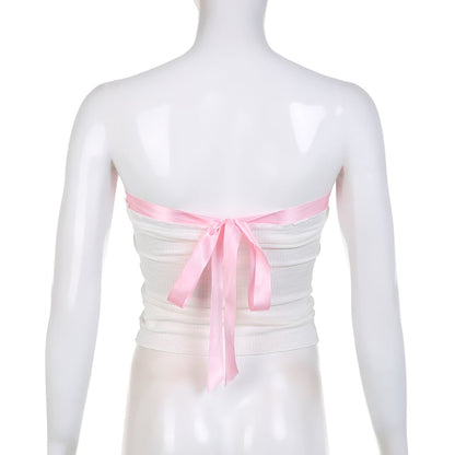 Pink Sweet Bow Split Bandage Top