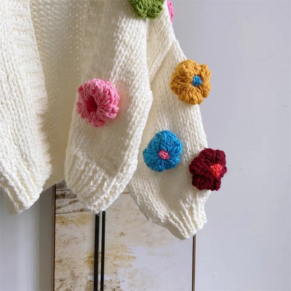 Flower Knit Cropped Cardigan