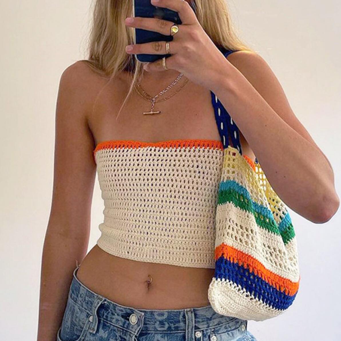 Sexy Knit Bandage Crop Top Sleeve Strapless Tube Shirt Backless Summer Aesthetic Casual E-Girl Kawaii Korean Japanese Harajuku