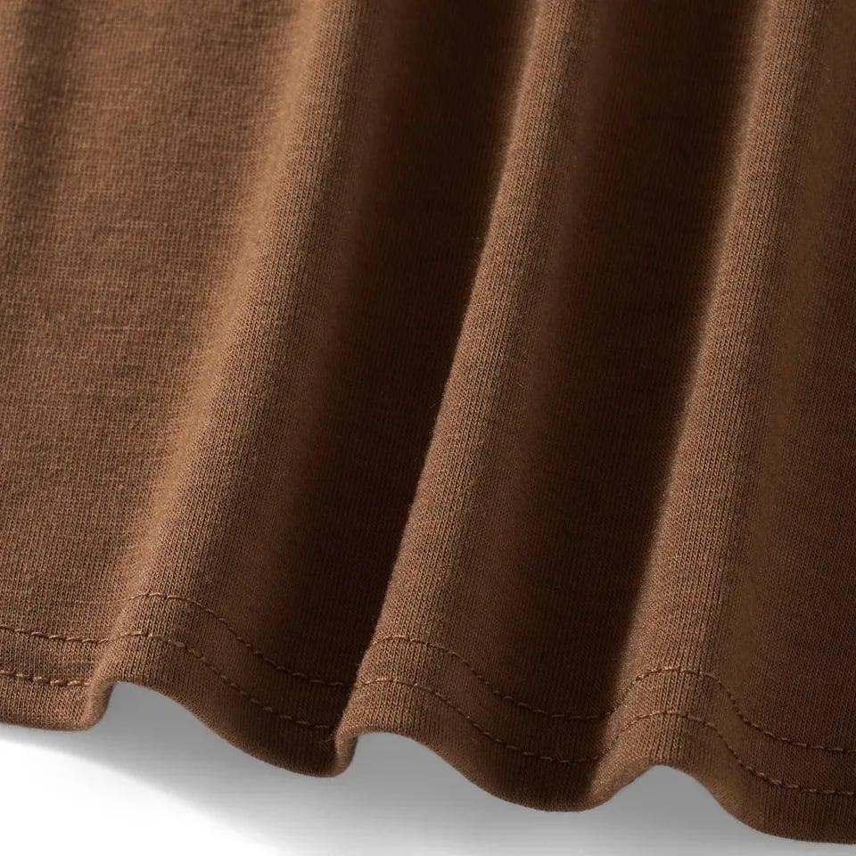 Brown Lace Trim Short Sleeve Shirt