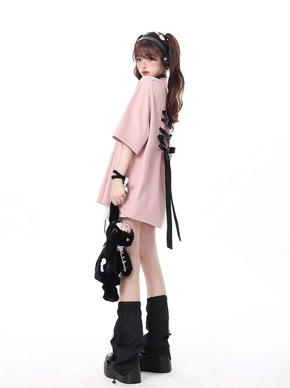 Bow Bandage Oversized Short Sleeve T-shirt