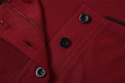 Red V Neck Puff Long Sleeve Shirt
