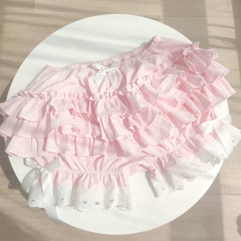 Pink Layered Ruffle Bloomer Shorts