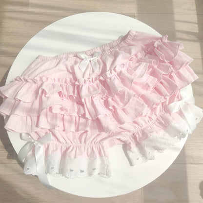 Pink Layered Ruffle Bloomer Shorts