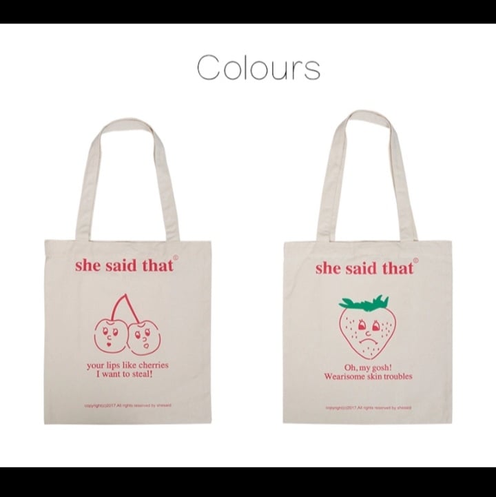 Cute Strawberry Cherry Print Canvas Tote Bag Eco Shopping Shoulder Bag Aesthetic Casual Summer E-Girl Kawaii Korean Japanese Harajuku