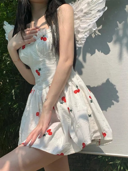 Cherry Print Spaghetti Strap Mini Dress