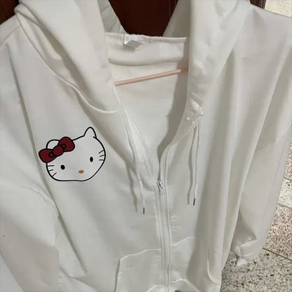 White Kitty Cat Anime Japanese Hoodie
