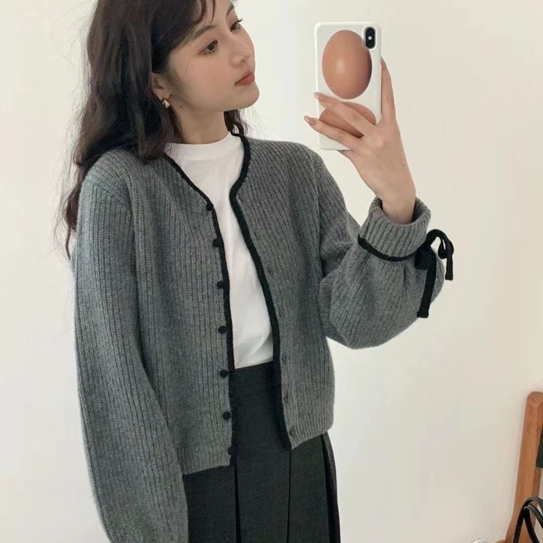 Grey Bow Sweater