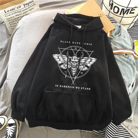 Vintage Devil Triangle Horn Loose Sweater Sweatshirt Long Sleeve Pullover Jumper Winter Goth Punk E-Girl Kawaii Korean Japanese Harajuku Streetwear