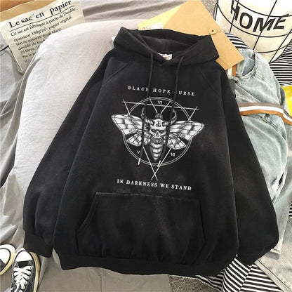 Vintage Devil Triangle Horn Loose Sweater Sweatshirt Long Sleeve Pullover Jumper Winter Goth Punk E-Girl Kawaii Korean Japanese Harajuku Streetwear