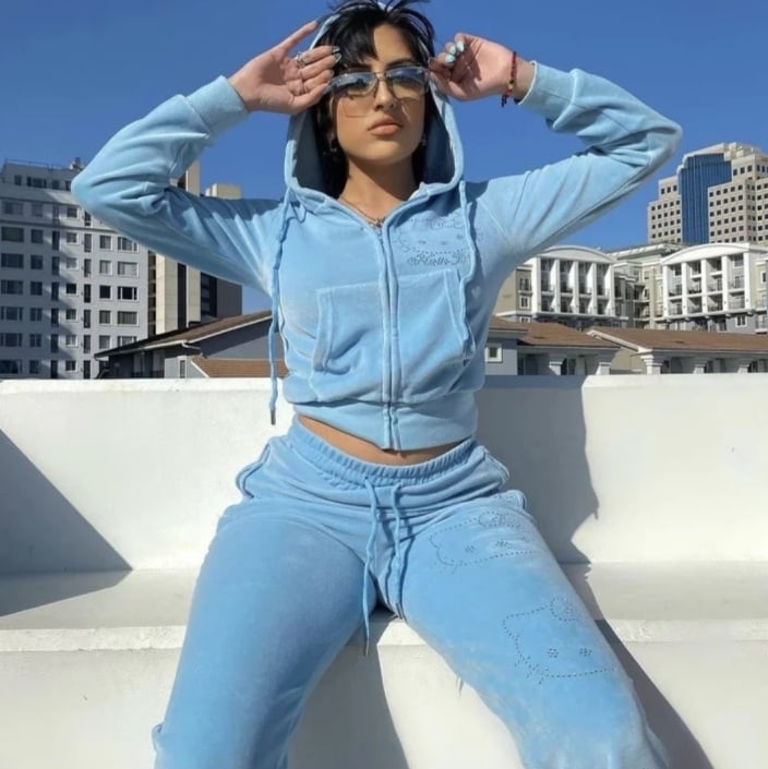 Cute Kitty Cat Rhinestone Crystal Tracksuit Zipper Hoodie Sweatshirt + Pants Trouser Aesthetic Casual E-Girl Kawaii Korean Japanese Harajuku