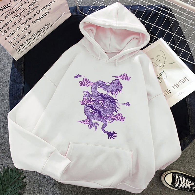 Cute Dragon Embroidery Cartoon Sweater Pullover Hoodie Knit Long Sleeve Sweatshirt E-Girl Kawaii Korean Japanese Harajuku Retro Streetwear Aesthetic