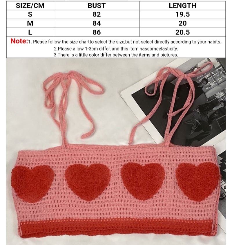 Heart Knit Lace Up Crop Top