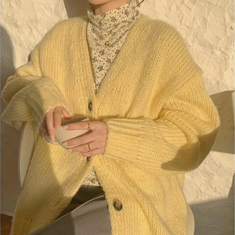 Yellow Loose Cardigan