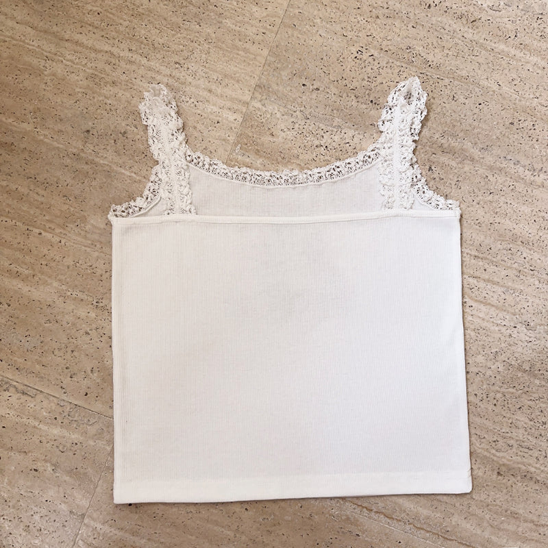 Cat Lace Trim Crop Top