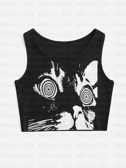 Cat Print Tank Top