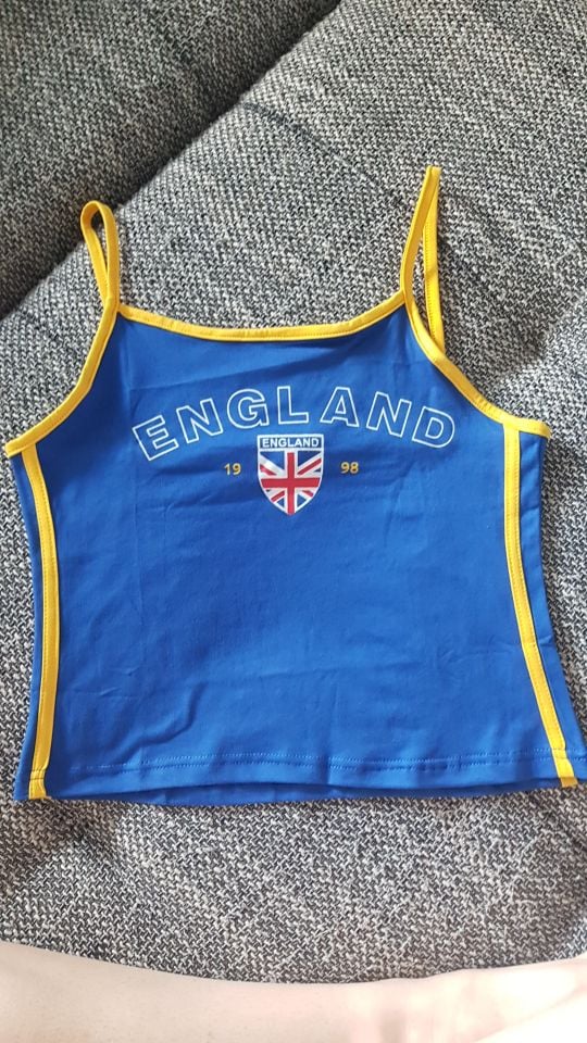 2PCS Blue Varsity Crop Top + Shorts