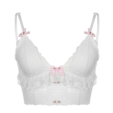 White Lace Bow Sheer Corset Top