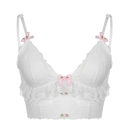 White Lace Bow Sheer Corset Top