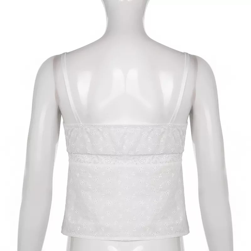 White Lace Milkmaid Fairy Crop Top