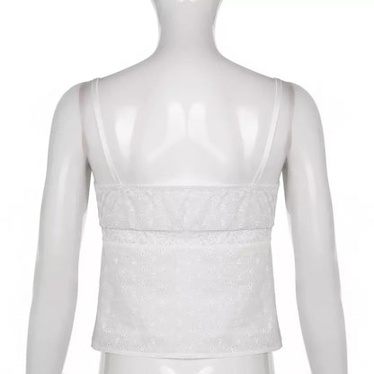 White Lace Milkmaid Fairy Crop Top