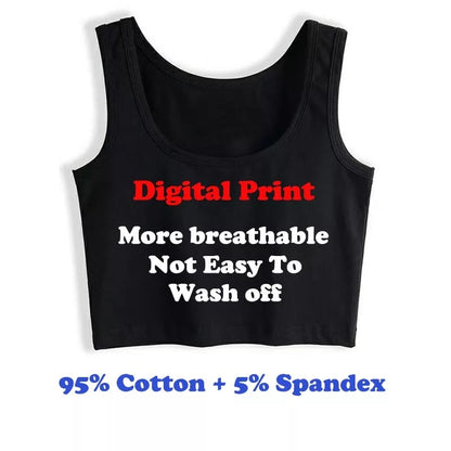 Cute Black Satan Sugar Daddy Print Crop Top Tank Sleeveless Shirt Aesthetic Casual E-Girl Kawaii Korean Japanese Harajuku