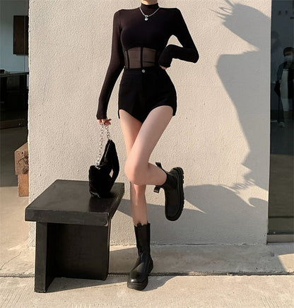 Black See Through Long Sleeve Shirt