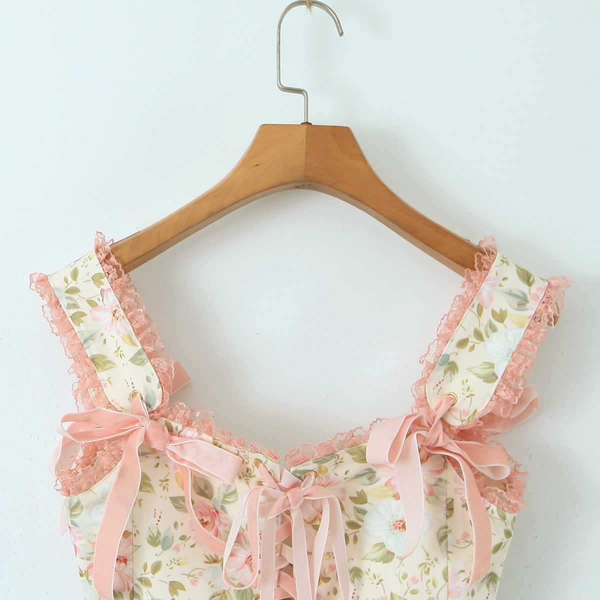 Floral Print Lace Up Corset Top + Mini Skirt