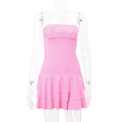 Pink Coquette Tiered Strapless Mini Dress