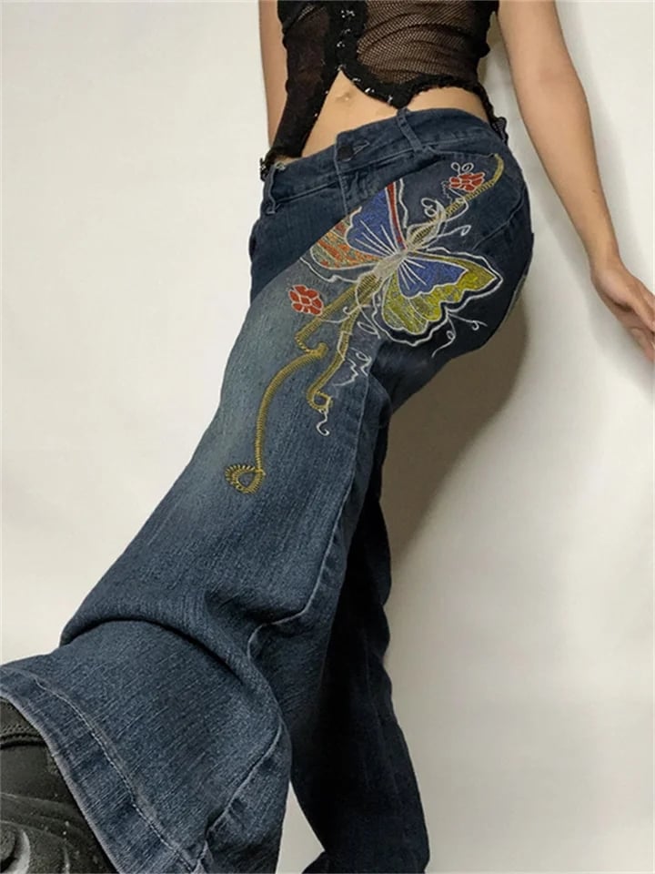 Butterfly Low Waist Denim Jeans