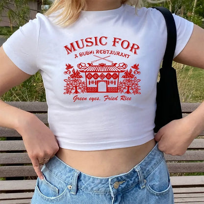 Sushi Restaurant Print Short Sleeve T-shirt