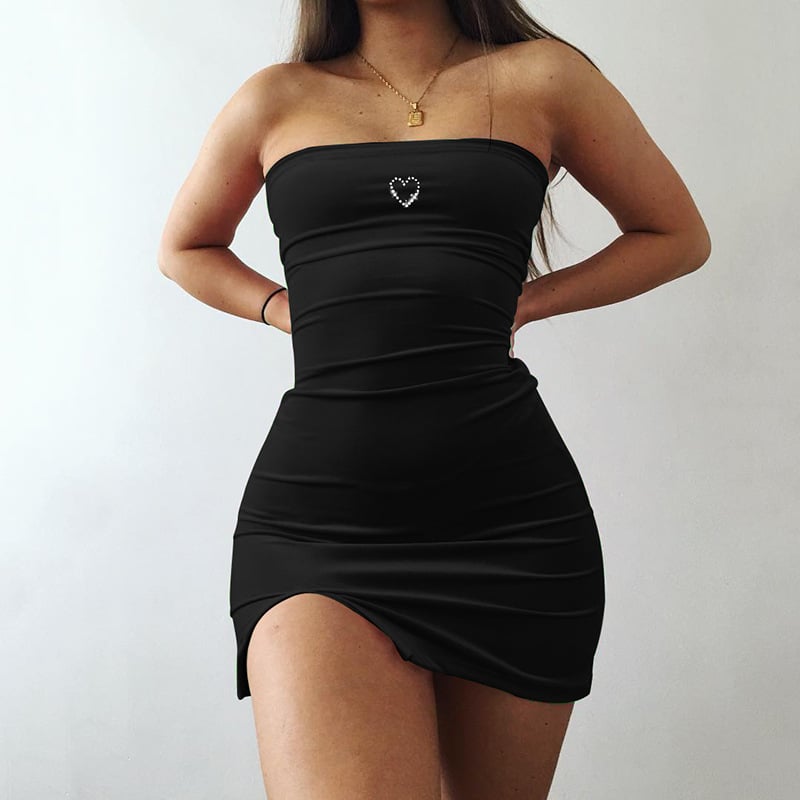 Cute Sexy Heart Love Velvet Mini Split Dress Bodycon Sleeveless Backless Party E-Girl Kawaii Korean Japanese Harajuku Retro Streetwear Fashion