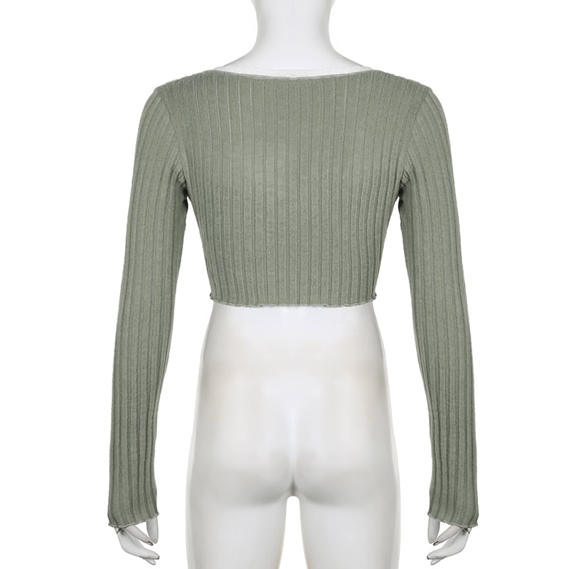 Green Lace Split Patchwork Long Sleeve T-shirt