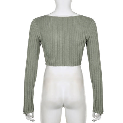 Green Lace Split Patchwork Long Sleeve T-shirt