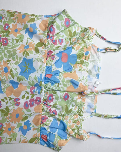 Floral Square Collar Long Bodycon Dress