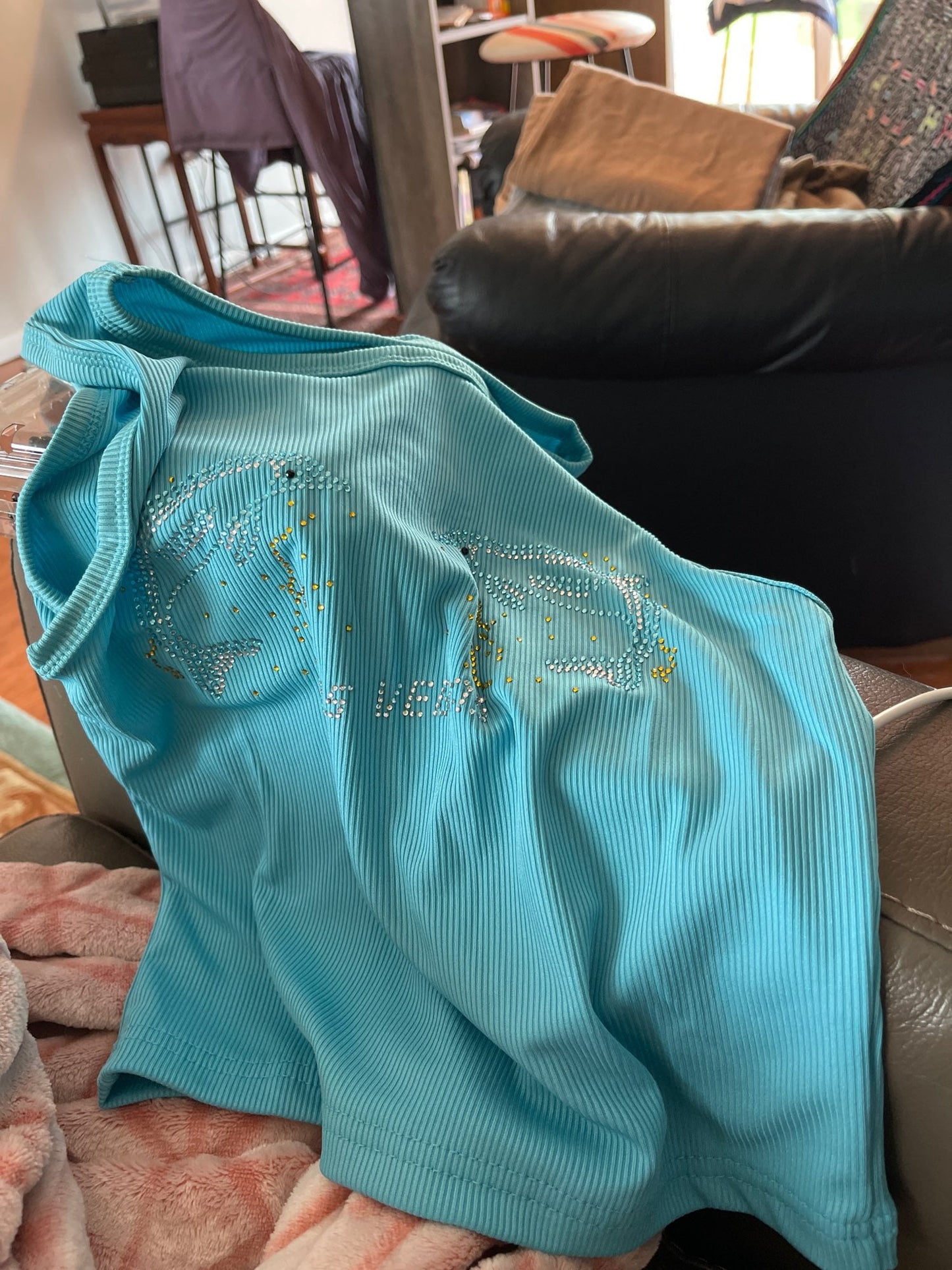 Blue Dolphin Rhinestone Tank Top
